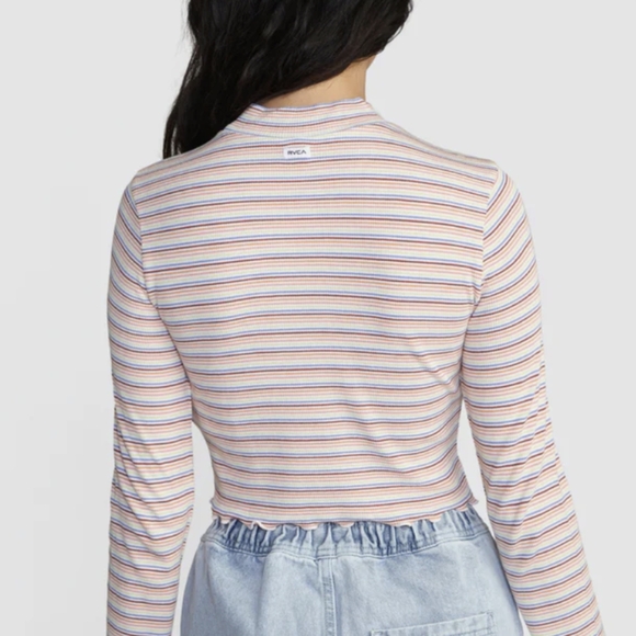 RVCA Saved Striped Fitted Cropped Tee - Picture 5 of 6